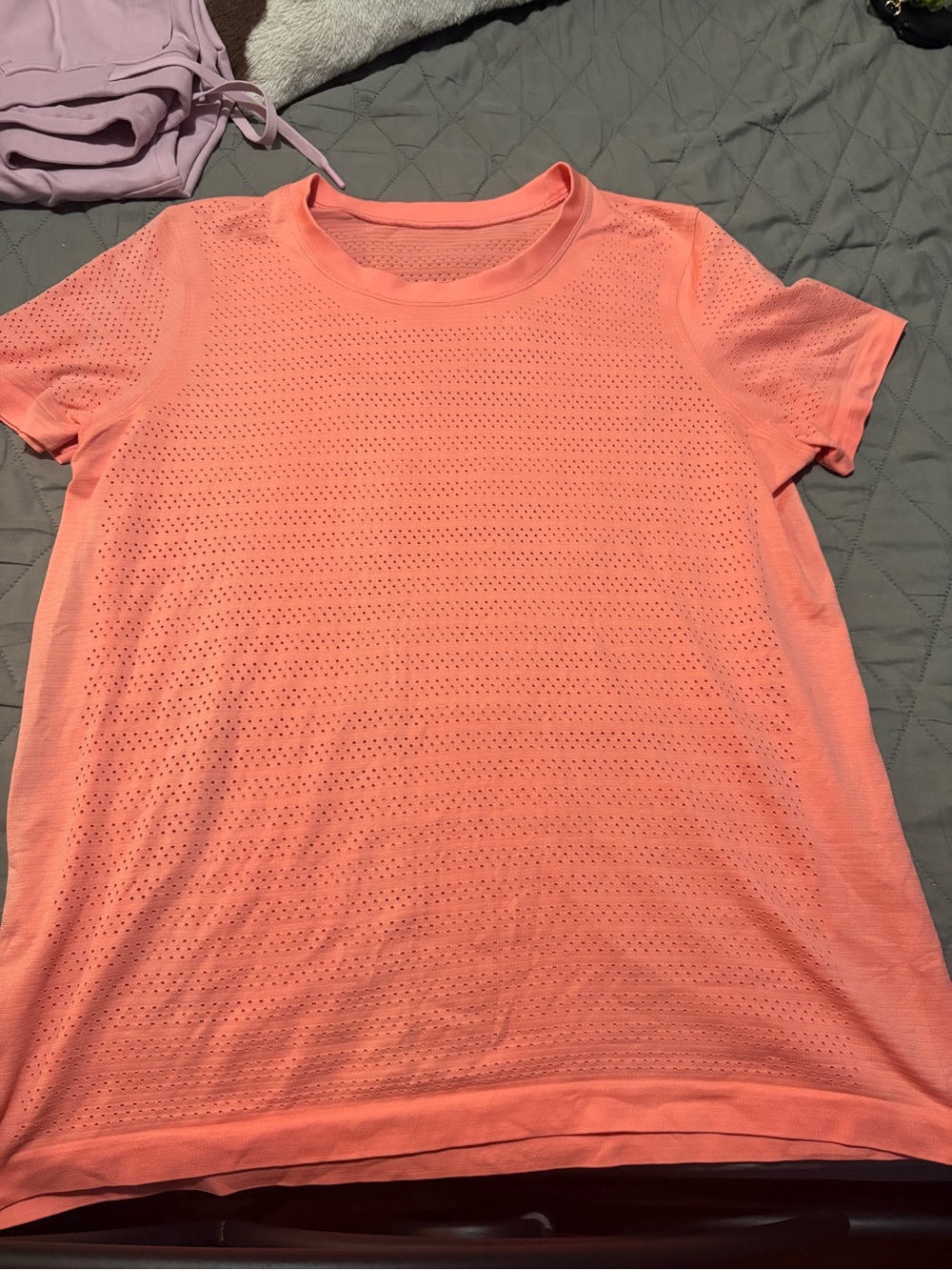 lululemon athletica Coral-Orange Short Sleeve Perforated Tee
